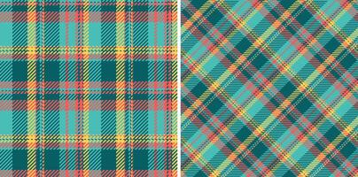 pläd tartan av tyg textur bakgrund med en textil- kolla upp mönster sömlös. uppsättning i retro färger. ridå design trender. vektor