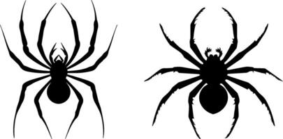 arachnid skuggor, invecklad silhuetter av spindlar i detalj vektor