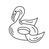 flamingo uppblåsbar gummicirkel i handritad doodle-stil. vektor