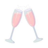 zwei funkelnde Gläser Champagner mit Blasen. Prost-Symbol. vektor