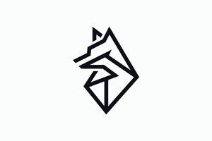 abstrakt geometrisk Varg huvud logotyp linjär skarp och elegant design för modern märken vektor