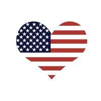 amerikanische Flagge im Herzen auf weißem Hintergrund vektor