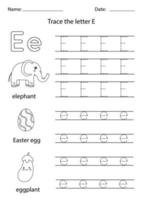 lära sig engelska alfabetet för barn. bokstaven e. vektor