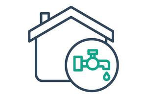 Wasser liefern Symbol. Haus mit Wasser klopfen. Symbol verbunden zu Dienstprogramme. Linie Symbol Stil. Dienstprogramme Elemente Illustration vektor