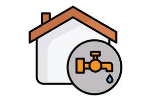 Wasser liefern Symbol. Haus mit Wasser klopfen. Symbol verbunden zu Dienstprogramme. farbig Gliederung Symbol Stil. Dienstprogramme Elemente Illustration vektor