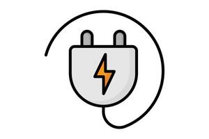 Stecker Symbol. Stecker mit Energie. Symbol verbunden zu Dienstprogramme. farbig Gliederung Symbol Stil. Dienstprogramme Elemente Illustration vektor