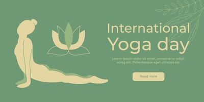 International Yoga Tag Banner Vorlage mit ein Mädchen Silhouette. Pastell- Illustration vektor