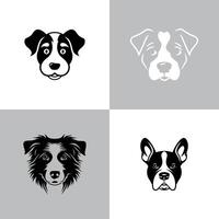 Sammlung von schwarz Silhouette von ein Hund auf ein schwarz und Weiß Hintergrund vektor