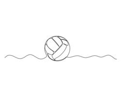 kontinuierlich Single Linie Zeichnung von Volleyball rollen auf das Boden. Volleyball Turnier Veranstaltung . Design Illustration vektor