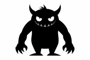 schwarz Silhouette von ein männlich Monster- mit Spikes und Krallen. Grusel, Kreatur, dunkel Fantasie, Halloween Konzept. isoliert auf Weiß Hintergrund. vektor