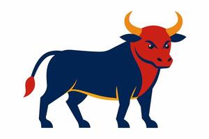 Illustration von ein Stier mit Hörner isoliert auf ein Weiß Hintergrund. Bauernhof Tier, Vieh Konzept, landwirtschaftlich Symbol. vektor