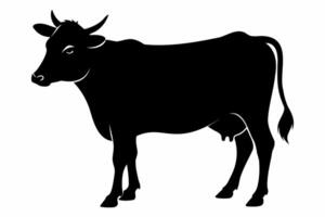 Silhouette von schwarz Kuh mit Hörner im Profil Sicht. Bauernhof Tier, Vieh, Landwirtschaft, ländlich Konzept. schwarz Silhouette isoliert auf Weiß Hintergrund. vektor