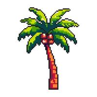 handflatan träd sommar semester ikoner i retro pixel konst stil. inspirerad förbi spel från de 80-tal, 90-tal. design för mobil spel, klistermärken, vykort. . vektor