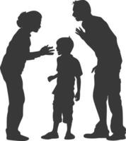 silhuett barn missbruk föräldrar skälla barn pojke svart Färg endast vektor