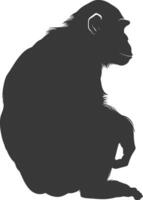 silhuett schimpans djur- svart Färg endast vektor