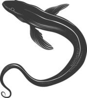 silhuett ål djur- svart Färg endast vektor