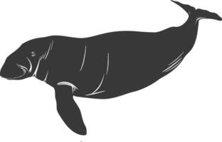 silhuett dugong djur- svart Färg endast vektor
