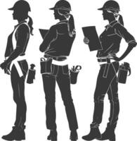 Silhouette Ingenieur Frauen im Aktion voll Körper schwarz Farbe nur vektor