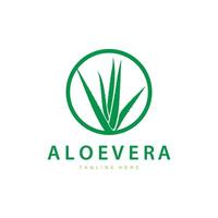 aloe vera logotyp kosmetisk design enkel grön växt hälsa symbol illustration vektor