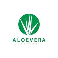 aloe vera logotyp kosmetisk design enkel grön växt hälsa symbol illustration vektor