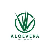 aloe vera logotyp kosmetisk design enkel grön växt hälsa symbol illustration vektor