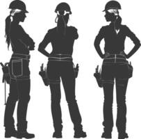 Silhouette Ingenieur Frauen im Aktion voll Körper schwarz Farbe nur vektor