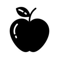 Apfel stilisiert Silhouette Herbst Obst mit Blatt Symbol Aufkleber Karten oder Netz Design Konzept isolieren vektor