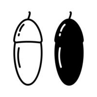 ekollon stiliserade silhuett och översikt höst utsäde i minimalism logotyp ikon klistermärke kort design aning vektor