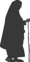 silhuett muslim äldre kvinna svart Färg endast vektor