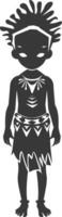 Silhouette einheimisch afrikanisch Stamm wenig Junge schwarz Farbe nur vektor