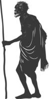 Silhouette einheimisch afrikanisch Stamm Alten Mann schwarz Farbe nur vektor