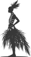 silhuett inföding afrikansk stam kvinna svart Färg endast vektor