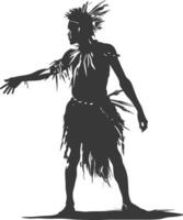 silhuett inföding afrikansk stam man svart Färg endast vektor