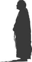 silhuett inföding amerikan äldre kvinna svart Färg endast vektor