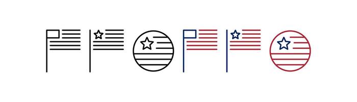 Flagge Amerika Linien Symbol Satz. Illustration Design. vektor