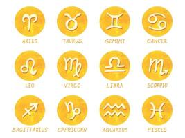 hand dragen zodiaken tecken i runda ramar esoterisk klotter uppsättning astrologi ClipArt element för design vektor