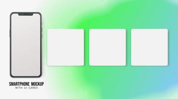 smartphone liggande på en yta med skugga och ui kort vektor