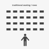 traditionell Sitzplätze Vereinbarungen Symbol. planen von Sitze im Klassenzimmer, Seminar oder Kino. planen, Entwurf, architektonisch planen. Illustration vektor