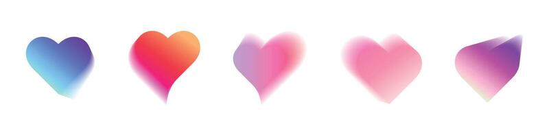 hjärta form med lutning färger och aura fläck effekt. y2k estetisk element med lysande rosa. 3d grafisk klistermärke figur. platt illustration isolerat på vit bakgrund. vektor