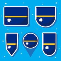 offiziell Land Zeichen von Nauru, Länder Flagge Banner. International Reise Symbole, Wahrzeichen Symbole, Erdkunde und Karte Flaggen Emblem. isoliert Zeichen einstellen vektor
