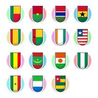 Westen afrikanisch Länder Flaggen. süß Element Design, Reise Symbole, Wahrzeichen Symbole, Erdkunde und Karte Flaggen Emblem. vektor