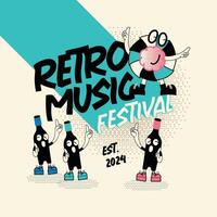 retro musik festival affisch mönster vektor