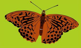 illustration av en brun fjäril med en grön bakgrund vektor