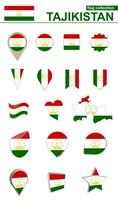 tadzjikistan flagga samling. stor uppsättning för design. vektor