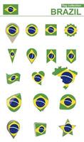 Brasilien flagga samling. stor uppsättning för design. vektor