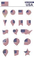 USA flagga samling. stor uppsättning för design. vektor