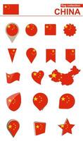 Kina flagga samling. stor uppsättning för design. vektor