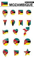 moçambique flagga samling. stor uppsättning för design. vektor