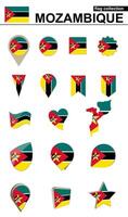 Mozambique Flagge Sammlung. groß einstellen zum Design. vektor