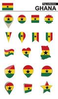 ghana flagga samling. stor uppsättning för design. vektor